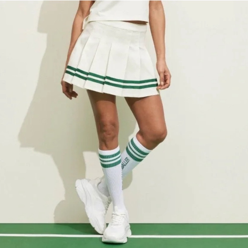NWT Prince Pickleball Women's Mid-Rise Striped Pleated Mini Skirt Size L